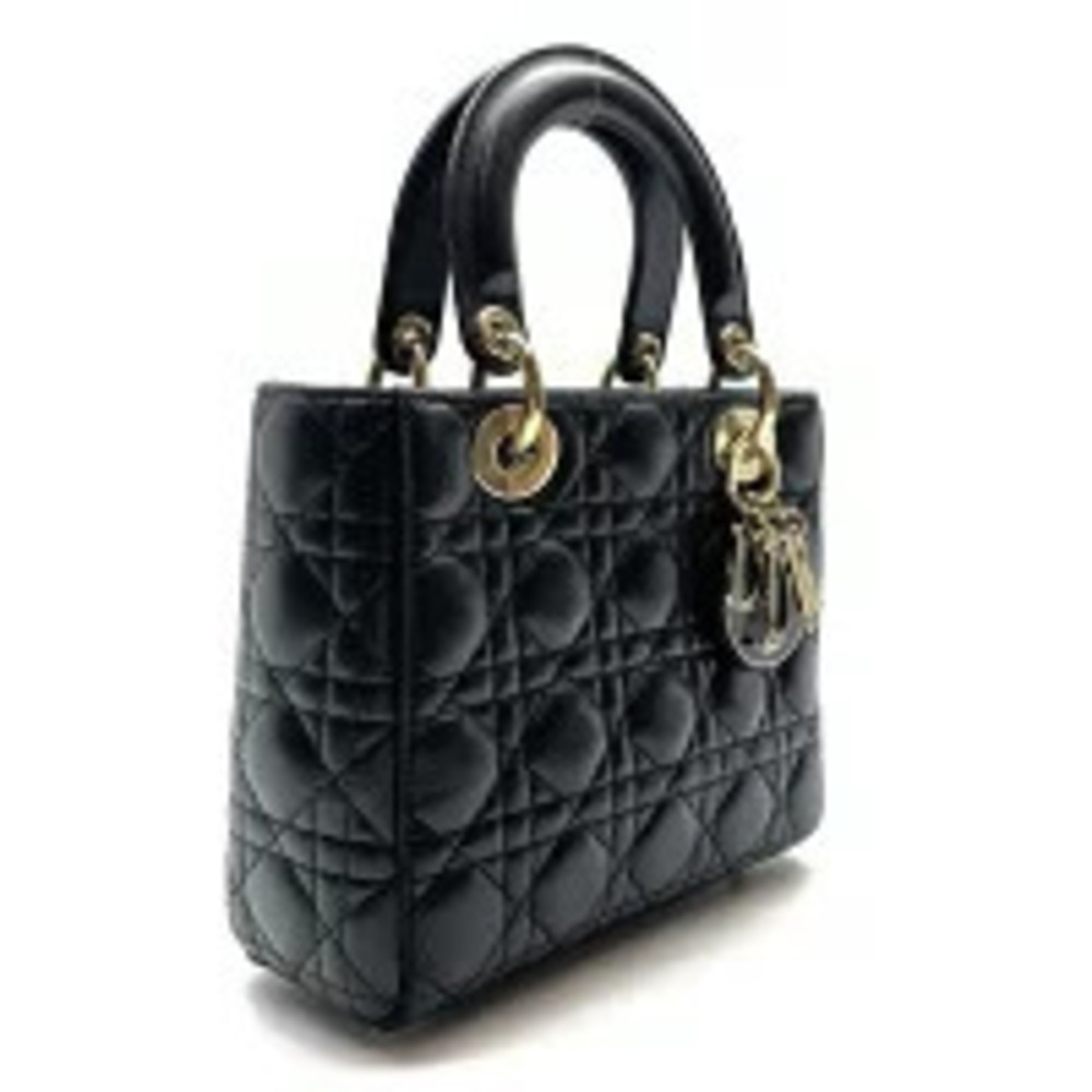 Dior Black Cannage Handbag Tote Bag Lady Lambskin